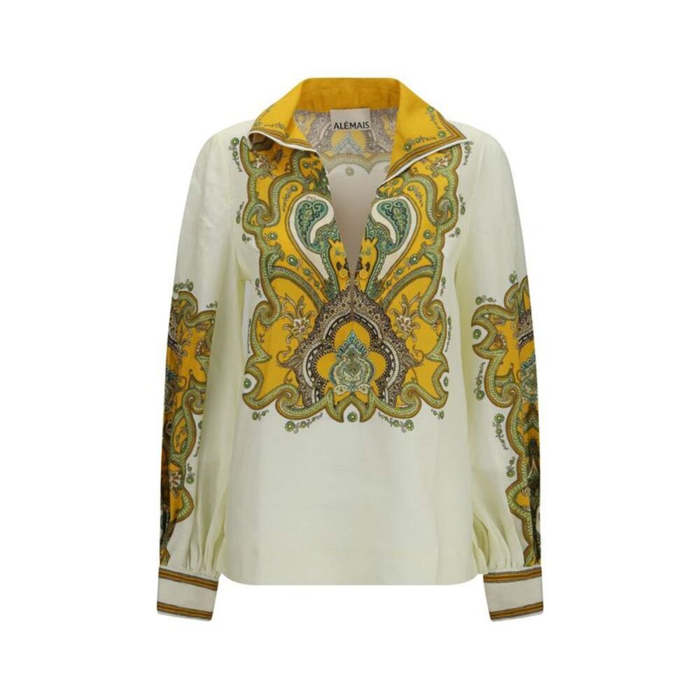Alemais Beige Linen Pattern Women's Shirt